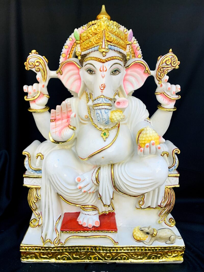 BIG GANESHA STATUE { MARBLE PATTERN } - ( 27 INCHES )