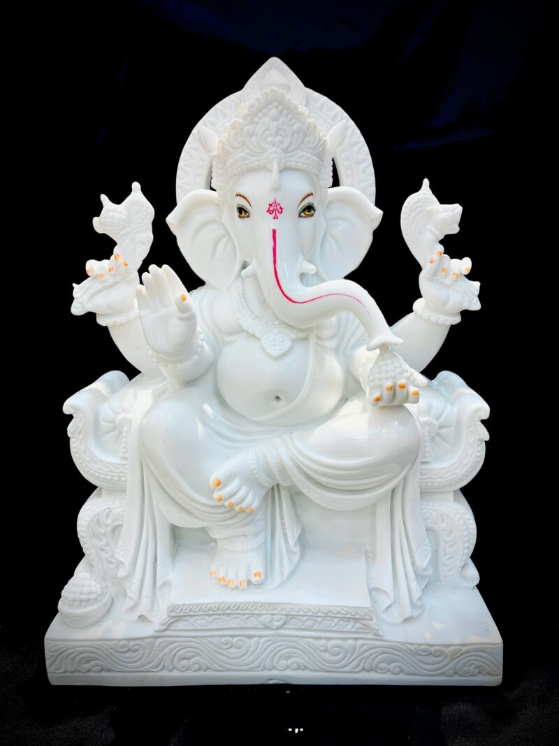 BIG SINGHASAN GANESHA { MARBLE PATTERN }  - ( 24 INCHES )