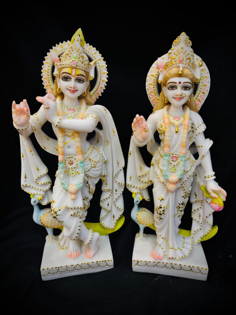 MEDIUM RADHA KRISHNA IDOL { MARBLE PATTERN }  - ( 18 INCHES )