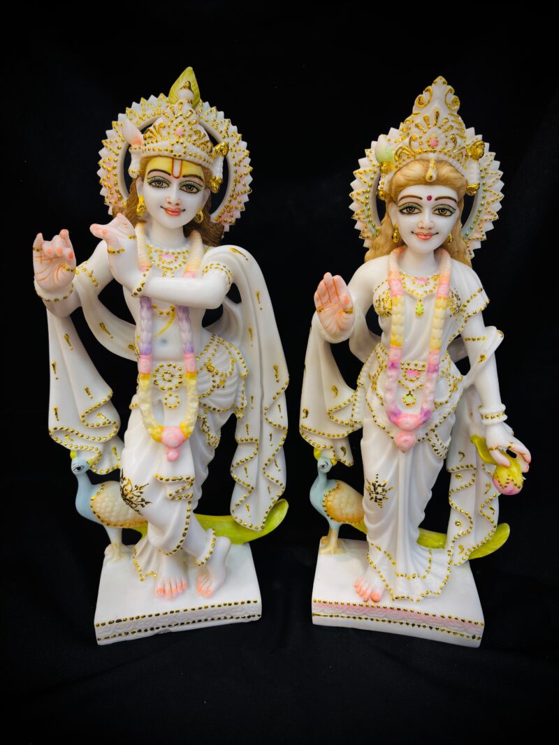MEDIUM RADHA KRISHNA IDOL { MARBLE PATTERN }  - ( 18 INCHES )