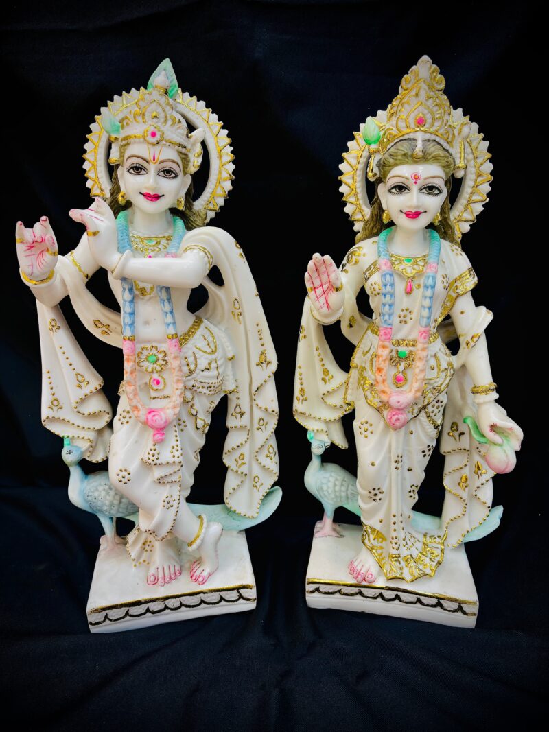 MEDIUM RADHA KRISHNA IDOL { MARBLE PATTERN }  - ( 18 INCHES )