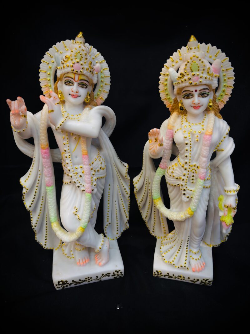 MEDIUM RADHA KRISHNA IDOL { MARBLE PATTERN }  - ( 15 INCHES )