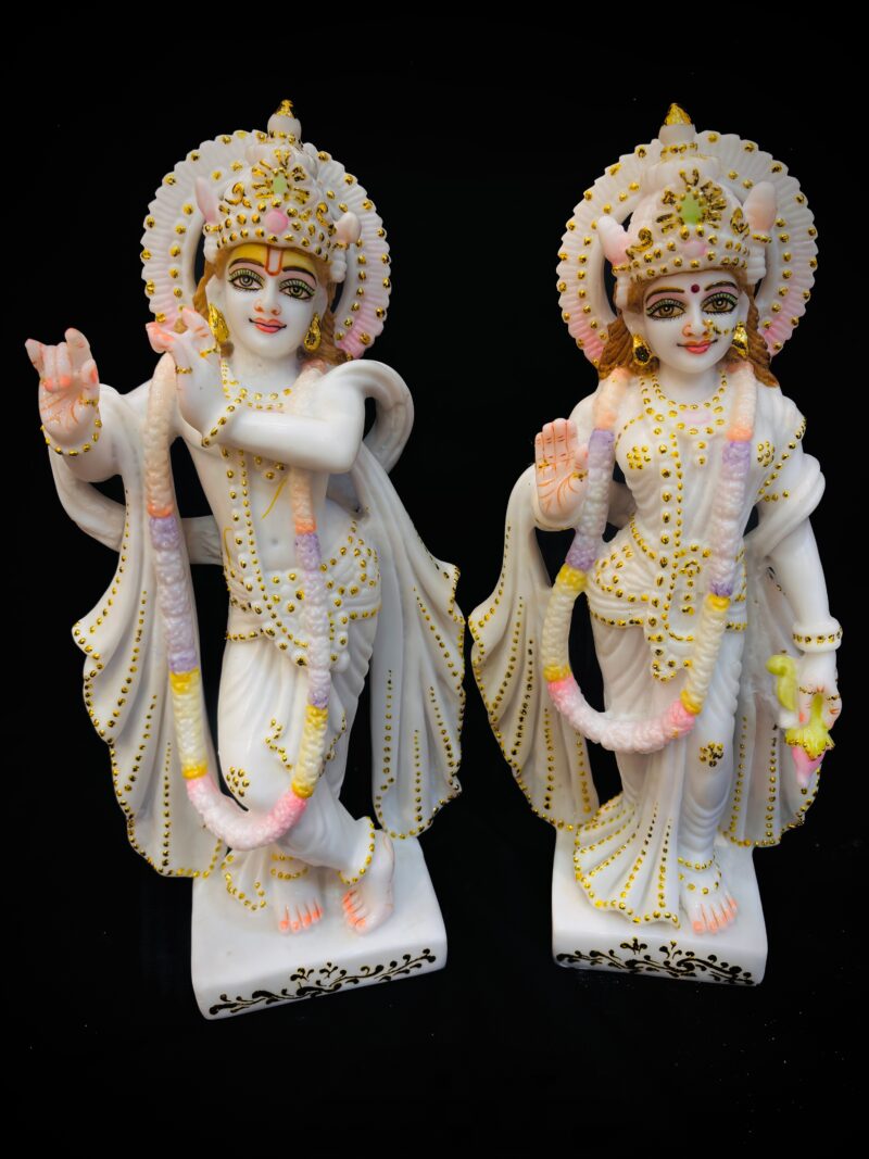 MEDIUM RADHA KRISHNA IDOL { MARBLE PATTERN }  - ( 15 INCHES )