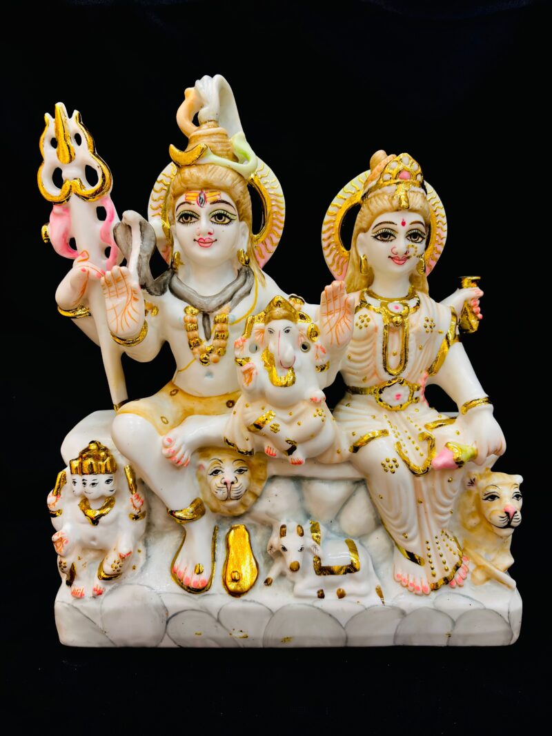BIG SHIV PARIVAR IDOL { MARBLE PATTERN }  - ( 15 INCHES )