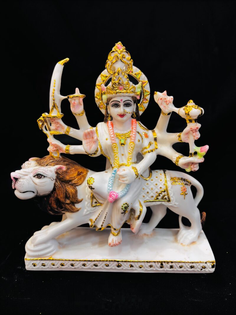 SMALL DURGA MATA IDOL { MARBLE PATTERN }  - ( 9 INCHES )