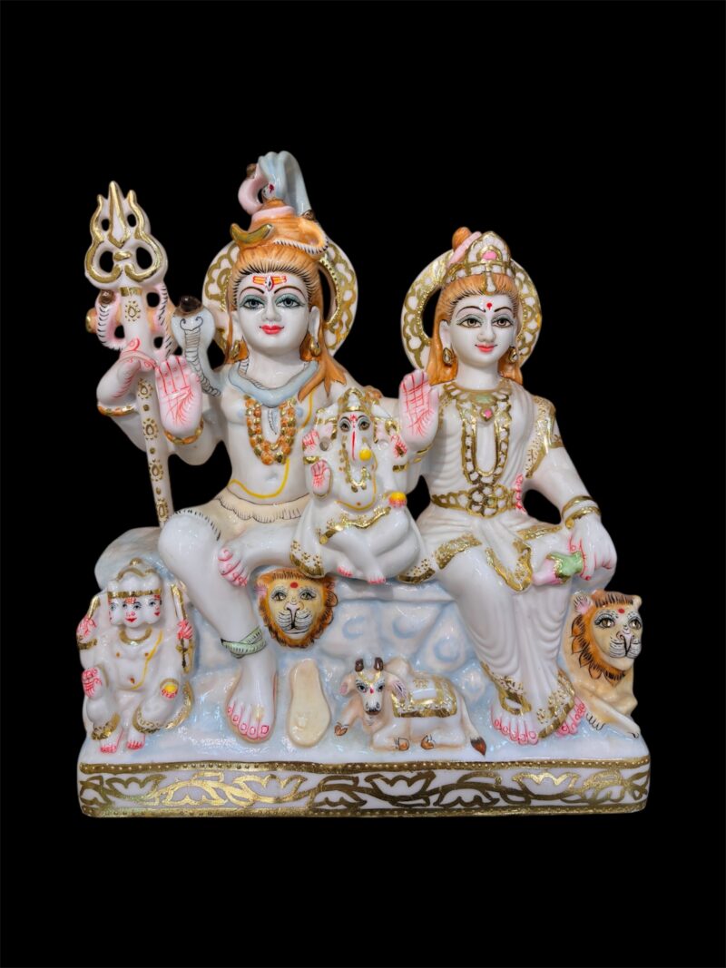 BIG SHIV PARIVAR IDOL { MARBLE PATTERN }  - ( 15 INCHES )