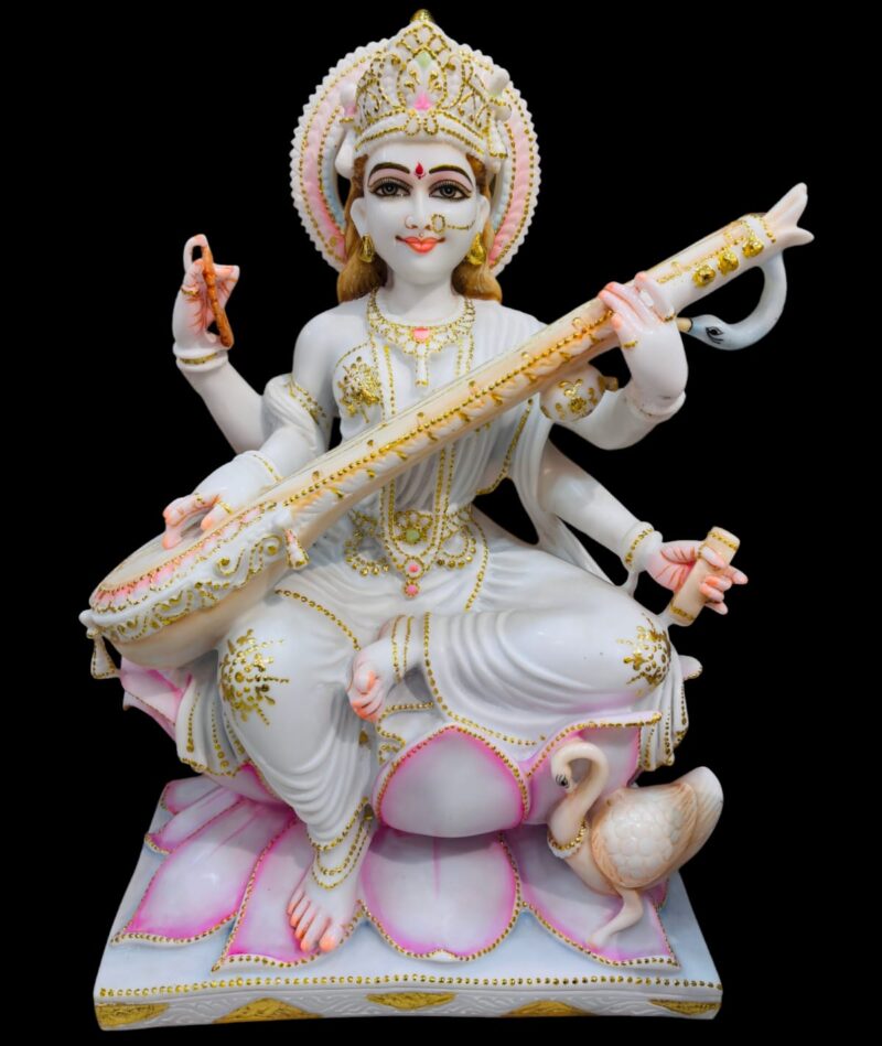 BIG SARASWATI JI { MARBLE PATTERN }  - ( 24 INCHES )