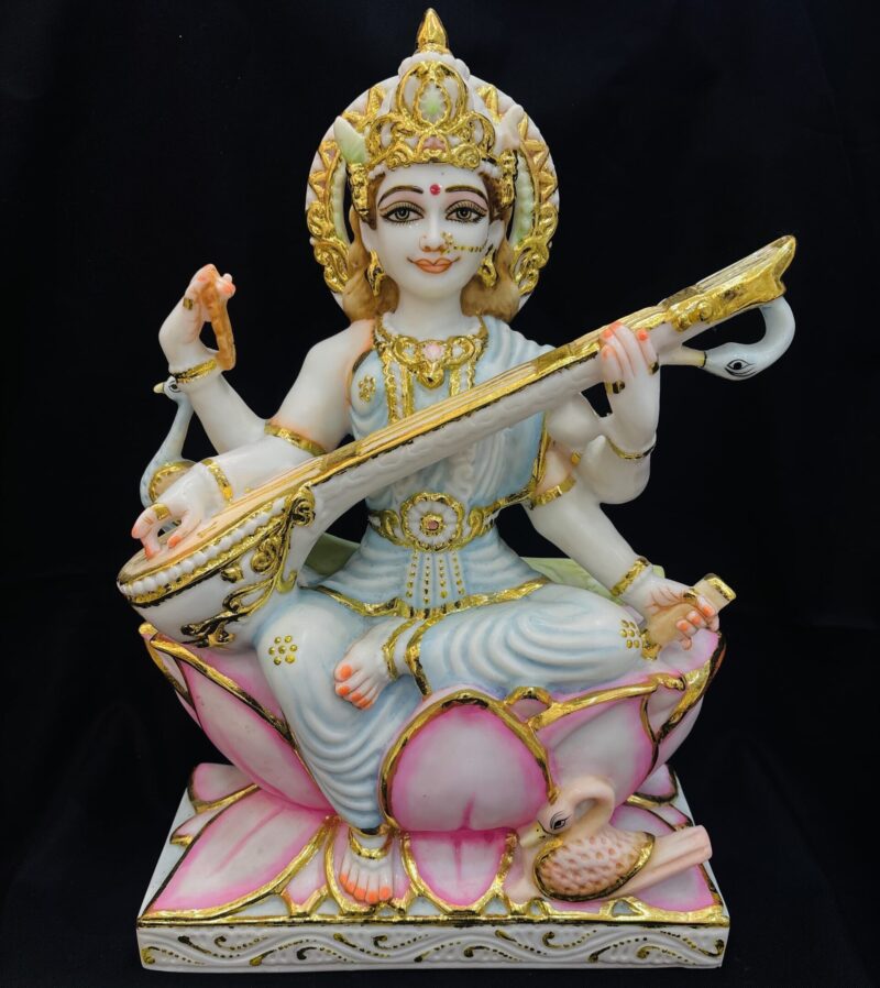 BIG SARASWATI JI { MARBLE PATTERN }  - ( 18 INCHES )