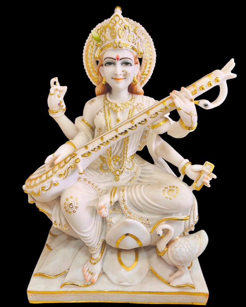 BIG SARASWATI JI { MARBLE PATTERN }  - ( 24 INCHES )