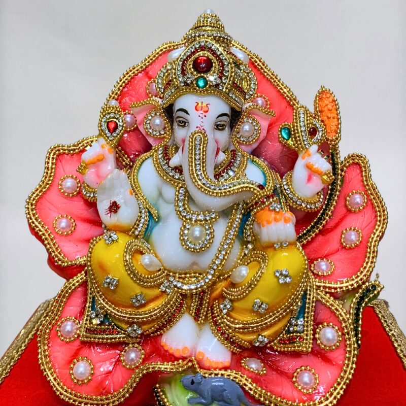 GANESH JI { JEWELLERY WORK }  - ( 6.75 INCHES ) - Image 2