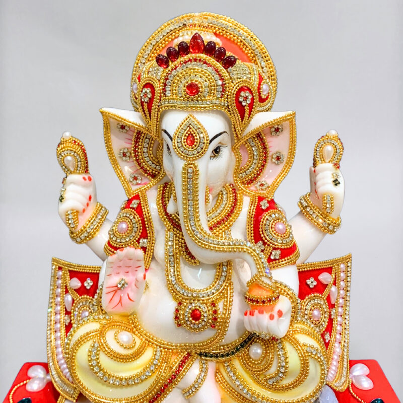 GANESH JI { JEWELLERY WORK }  - ( 15 INCHES ) - Image 2