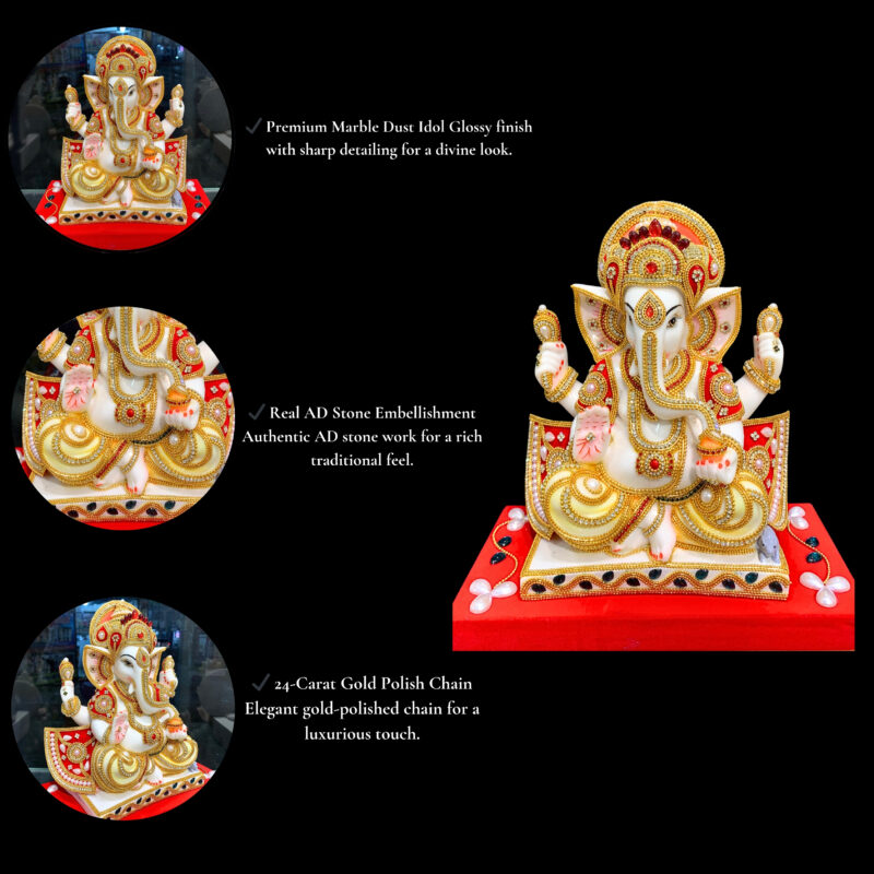 GANESH JI { JEWELLERY WORK }  - ( 15 INCHES ) - Image 3