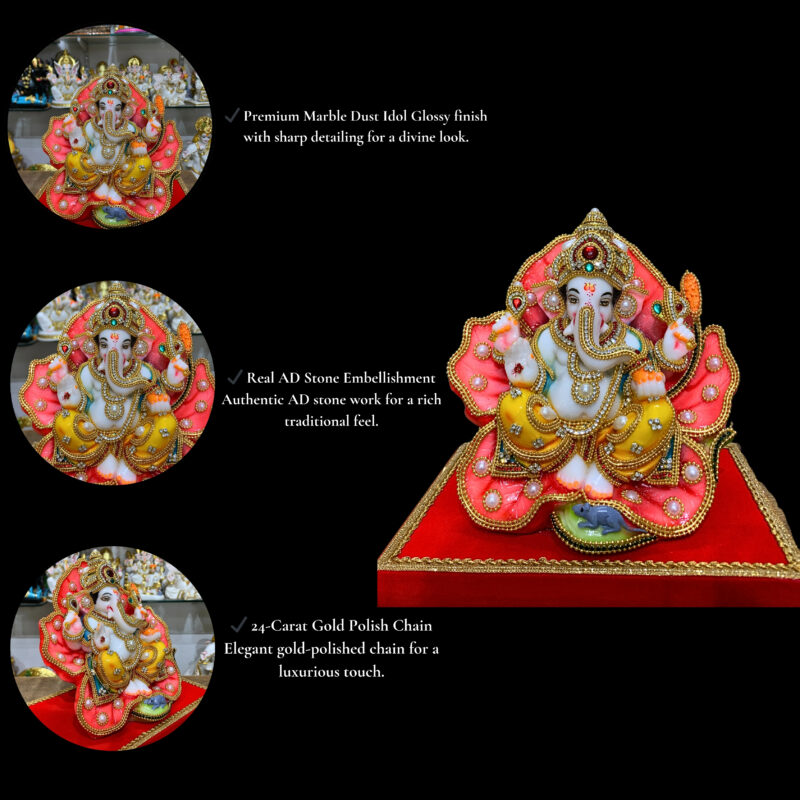 GANESH JI { JEWELLERY WORK }  - ( 6.75 INCHES ) - Image 3