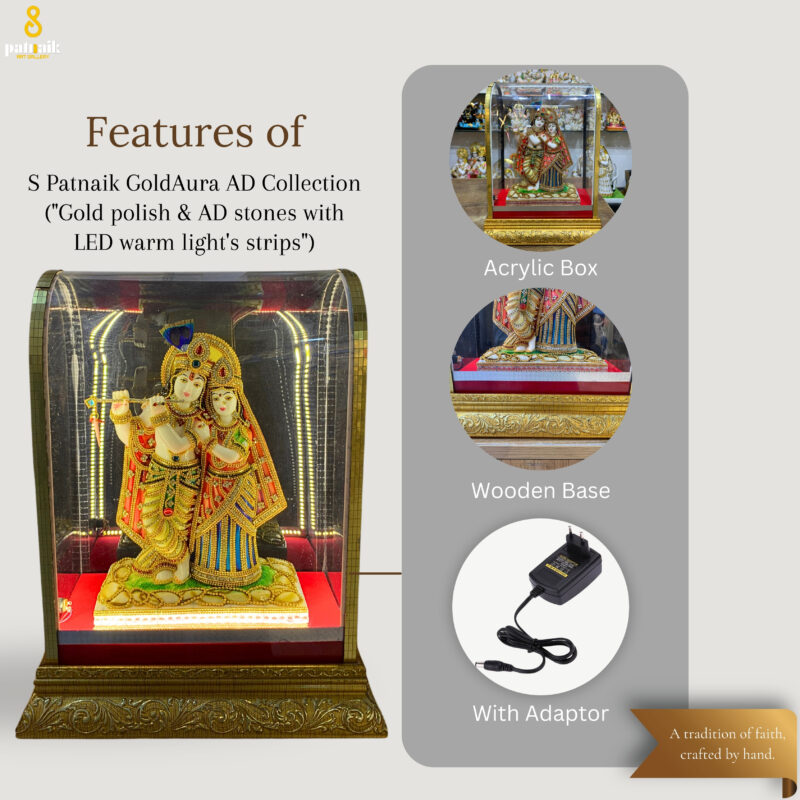 RADHA KRISHNA IDOL { JEWELLERY WORK }  - ( 9 INCHES ) - Image 3