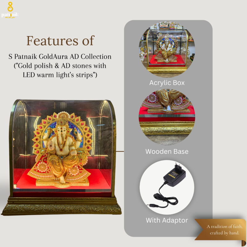GANESH JI { JEWELLERY WORK }  - ( 11 INCHES ) - Image 3