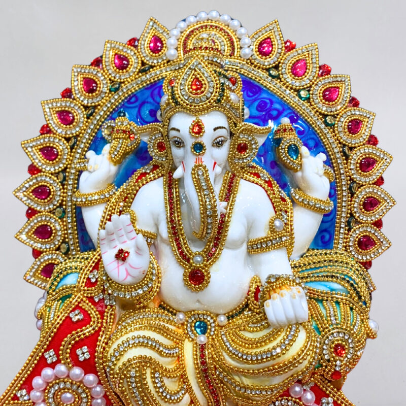GANESH JI { JEWELLERY WORK }  - ( 11 INCHES ) - Image 2