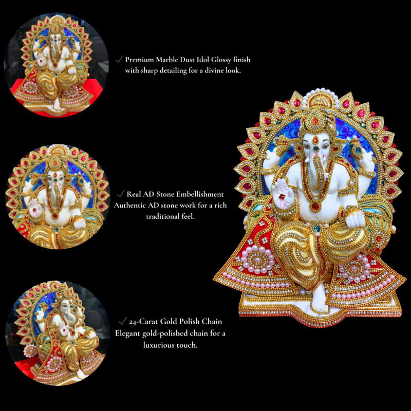 GANESH JI { JEWELLERY WORK }  - ( 11 INCHES ) - Image 4