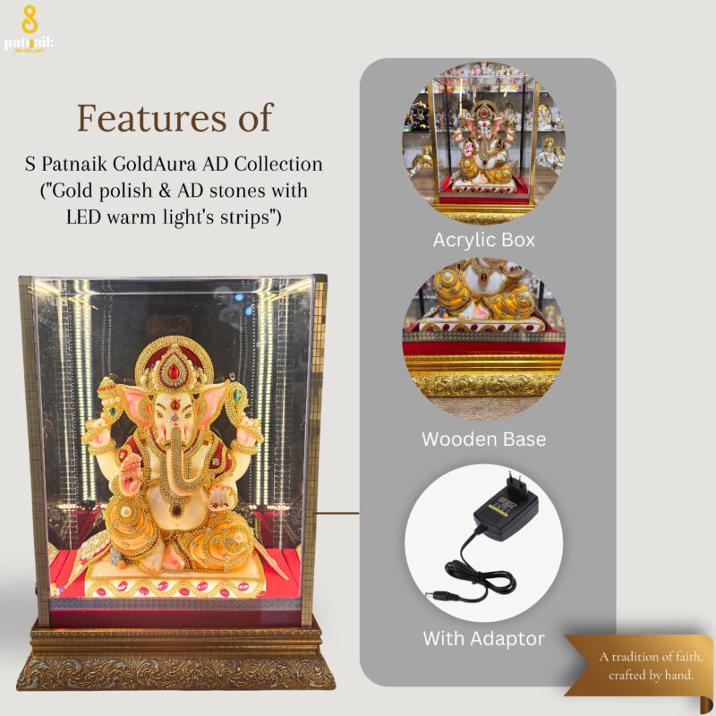 GANESH JI { JEWELLERY WORK }  - ( 13 INCHES ) - Image 3