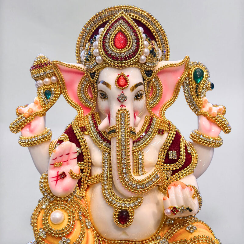 GANESH JI { JEWELLERY WORK }  - ( 13 INCHES ) - Image 2