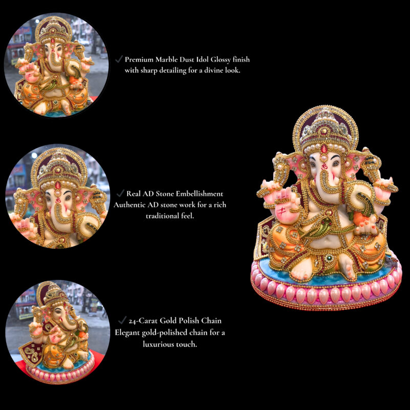 GANESH JI { JEWELLERY WORK }  - ( 12 INCHES ) - Image 4