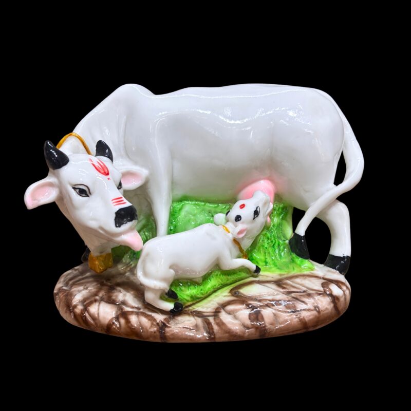 KAMDHENU COW AND CALF IDOL - 5 INCHES - Image 2