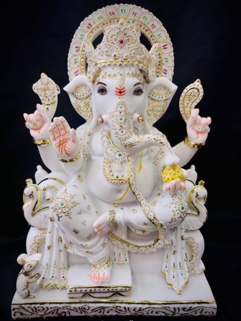 GANESH JI IDOL { MARBLE PATTERN } - ( 15 INCHES )