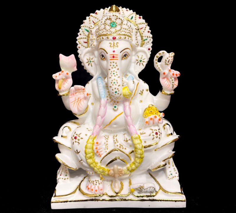 GANESH JI IDOL { MARBLE PATTERN } - ( 9 INCHES )