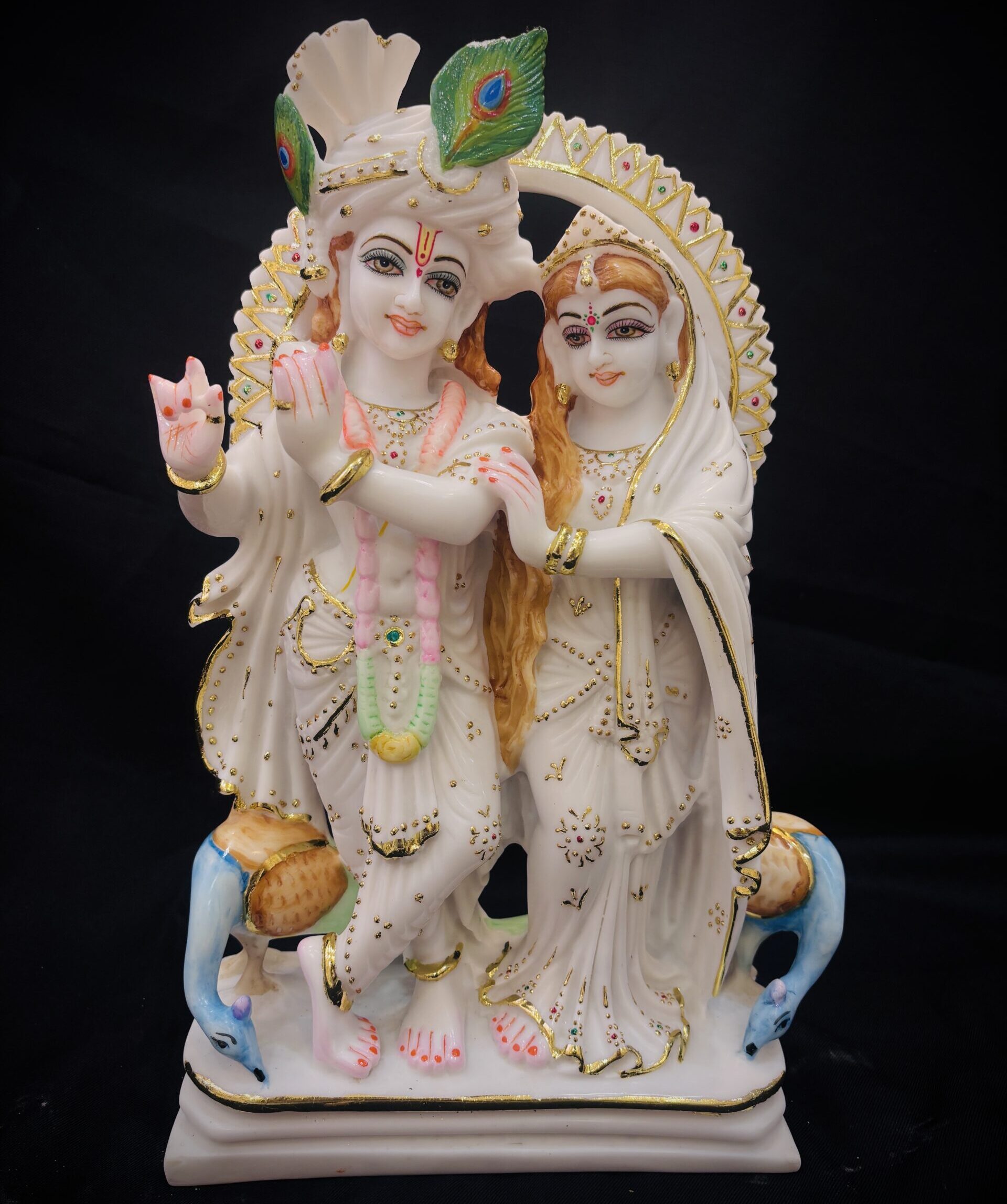 RADHA KRISHNA IDOL { MARBLE PATTERN } - ( 15 INCHES )