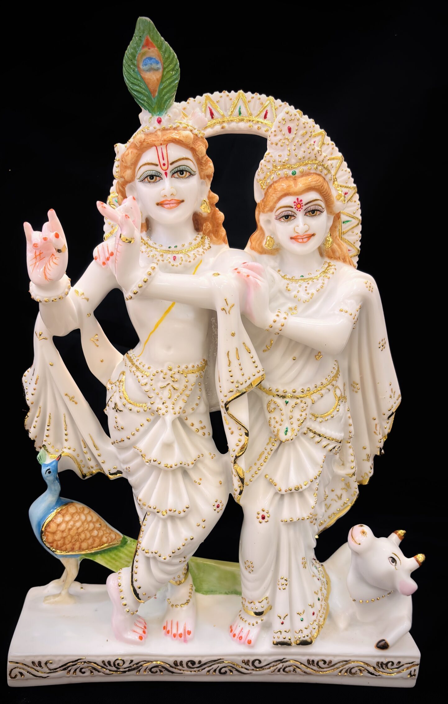 RADHA KRISHNA IDOL { MARBLE PATTERN } - ( 18 INCHES )