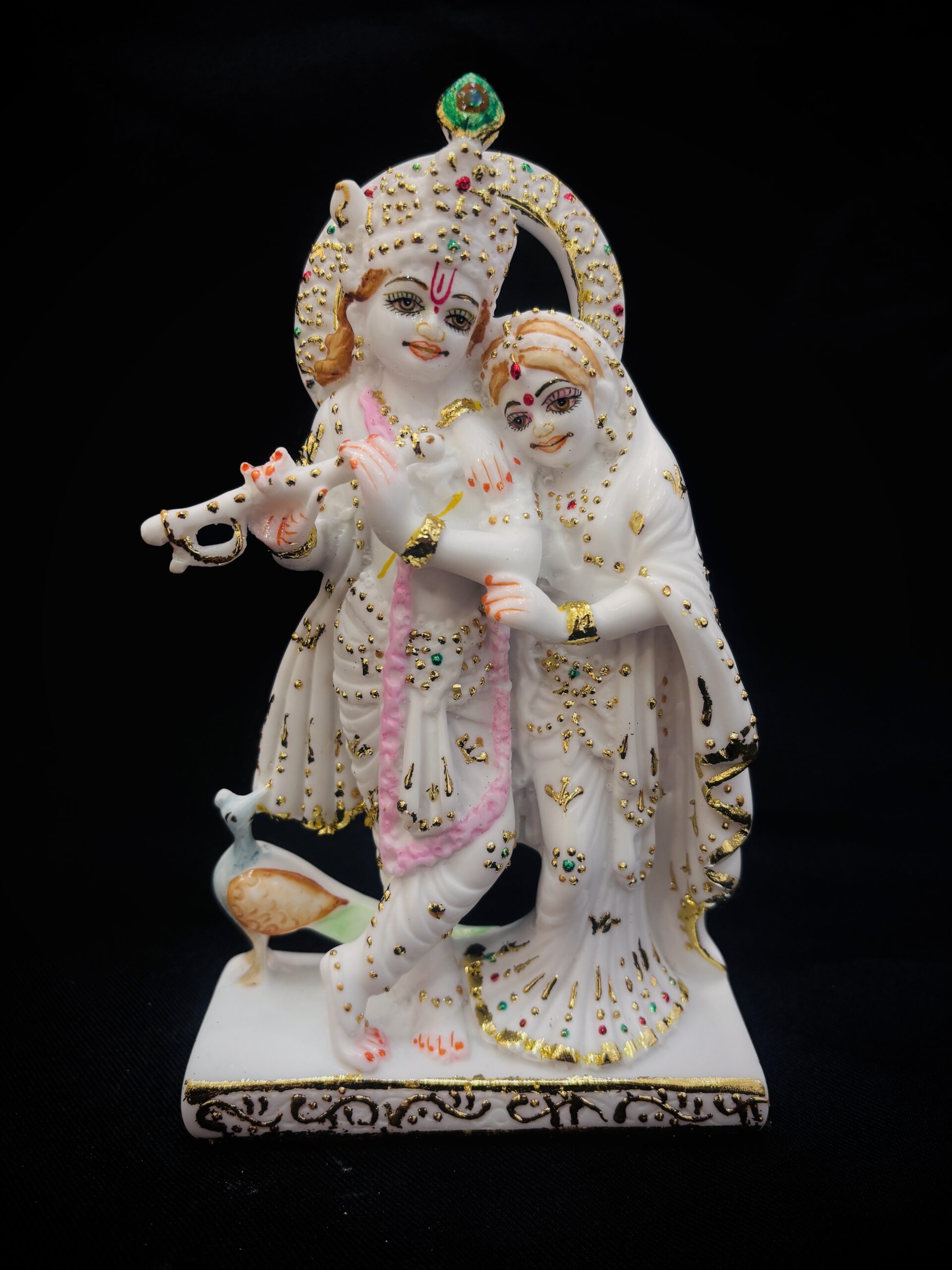 SAMLL RADHA KRISHNA IDOL { MARBLE PATTERN } - ( 6 INCHES )